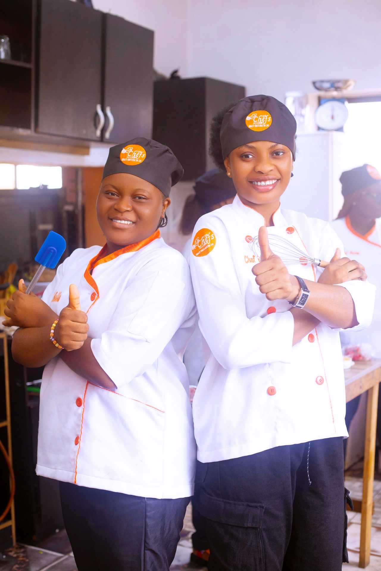 Trainee chefs in the teaching kitchen